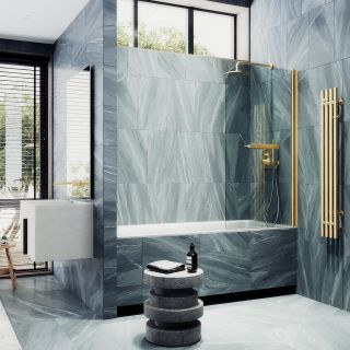 Шторка на ванну MaybahGlass MGV-783-3 70см золото